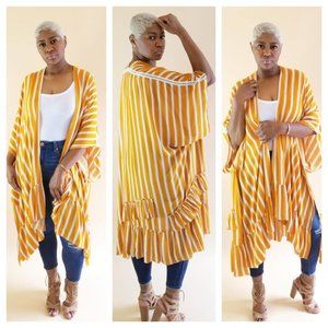 Ruffle Stripe Kimono Golden Yellow
